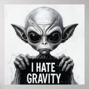 Ich hasse Gravity Funny Alien Poster - 30x30 Wall