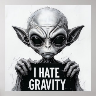Ich hasse Gravity Funny Alien Poster - 30x30 Wall