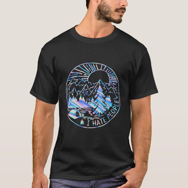 Ich hasse Leute, die draußen Camping Camper lustig T-Shirt (Vorderseite)