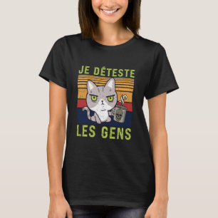 Ich hasse Leute Katzen Kaffeetasse Totenkopf Gesch T-Shirt