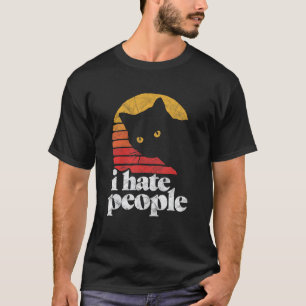 Ich hasse Leute Lustig Vintage Stil Katze Retro Ab T-Shirt