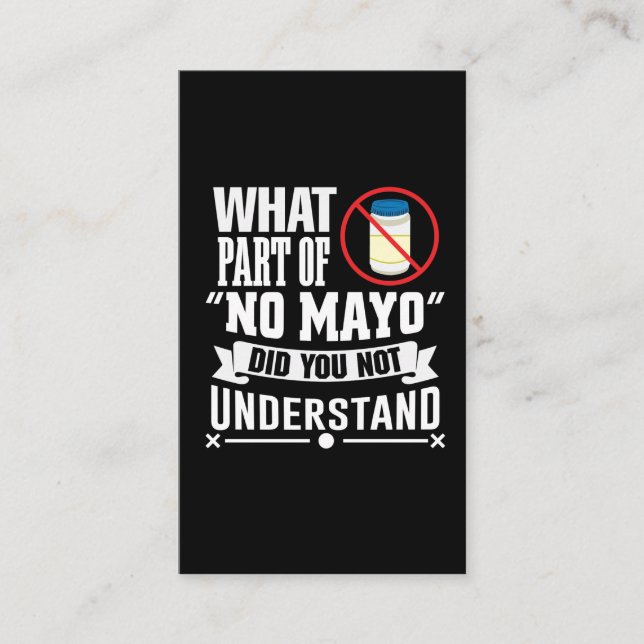 Ich hasse Mayo - Mayonnaise Restaurant Feinschmeck Visitenkarte (Vorderseite)