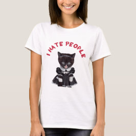 Ich hasse Menschen - Katze gekleidet als Mittwoch  T-Shirt