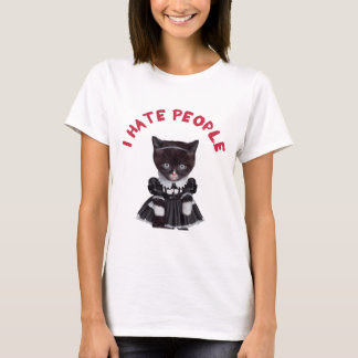 Ich hasse Menschen - Katze gekleidet als Mittwoch  T-Shirt