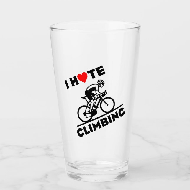 Ich hasse Radfahren bergauf Glas (Vorderseite)