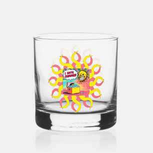 Ich hasse Sommer! Lustige Comic-Illustration  Whiskyglas