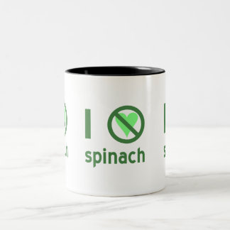 Ich hasse Spinach I Keine Liebe Spinach Zweifarbige Tasse