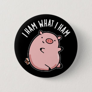 Ich hasse, was ich Ham Funny Pig Pun Dark BG Button