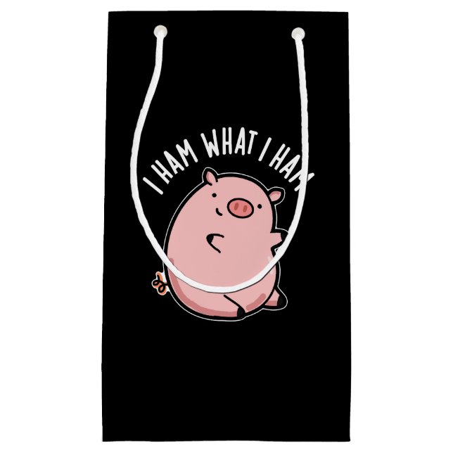 Ich hasse, was ich Ham Funny Pig Pun Dark BG Kleine Geschenktüte (Vorderseite)