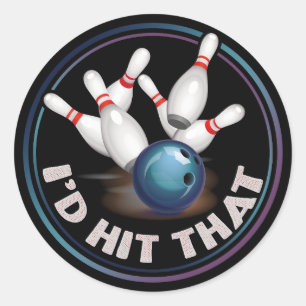 Ich hatte den lustigen Witz-Bowling getroffen Runder Aufkleber