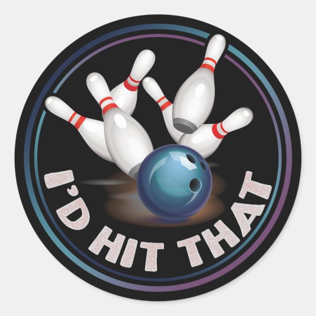 Ich hatte den lustigen Witz-Bowling getroffen Runder Aufkleber (Vorderseite)