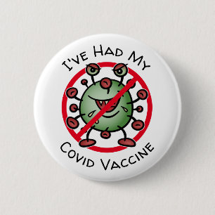 Ich hatte mein Covid Vaccine Funny Cartoon Virus-Z Button