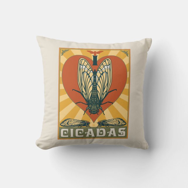 Ich heart Cicadas Kissen (Vorderseite)