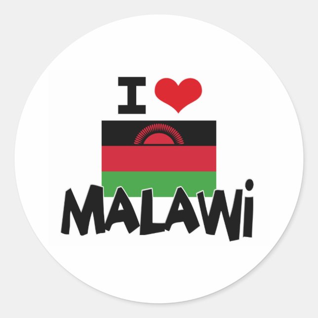 ICH HEART MALAWI RUNDER AUFKLEBER (Vorderseite)