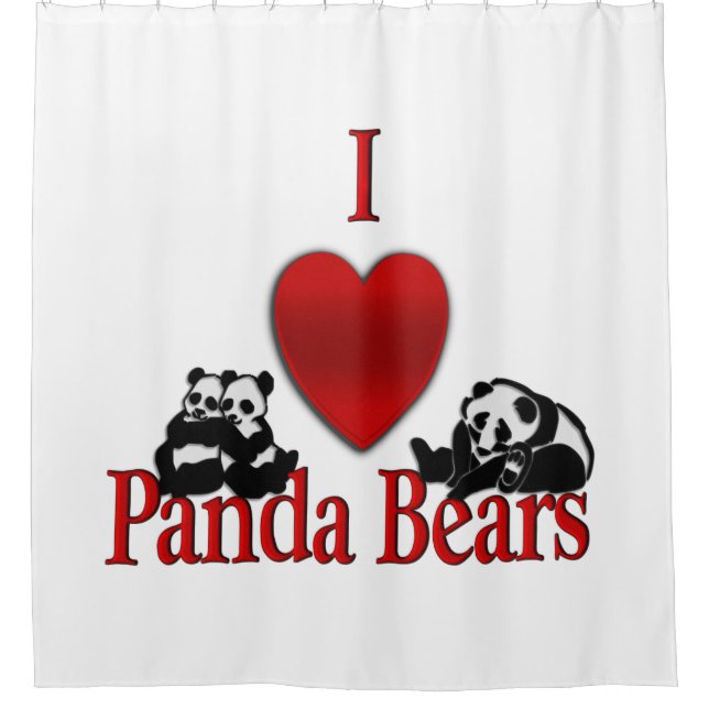 Ich heart Panda Bears Fun Duschvorhang (Vorderseite)