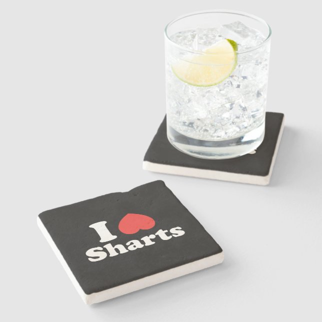 Ich heart Sharts Steinuntersetzer (Seitenansicht)