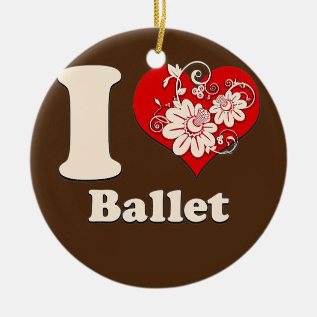 Ich hebe Ballett Blumenherz Keramik Ornament (Vorne)