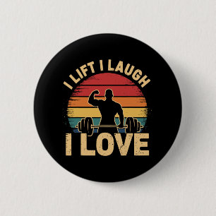 Ich hebe Lachs I Liebe Retro Muskel-Fitnessraum Ge Button