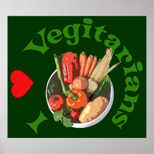 Ich hebe Vegetarier Poster
