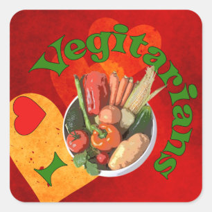 Ich hebe Vegetarier Quadratischer Aufkleber
