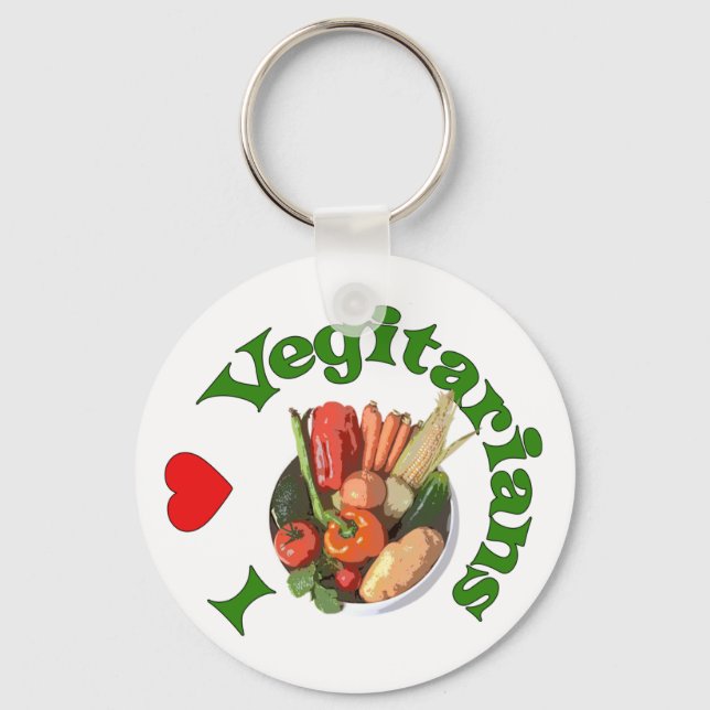Ich hebe Vegetarier Schlüsselanhänger (Vorderseite)
