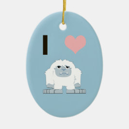 Ich hebe Yeti Niedlich Cartoon Schneemonster Keramik Ornament
