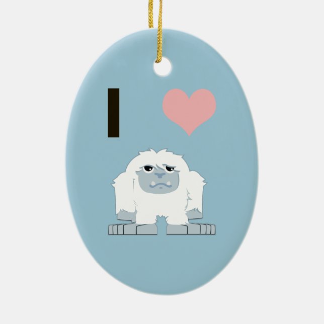 Ich hebe Yeti Niedlich Cartoon Schneemonster Keramik Ornament (Hinten)