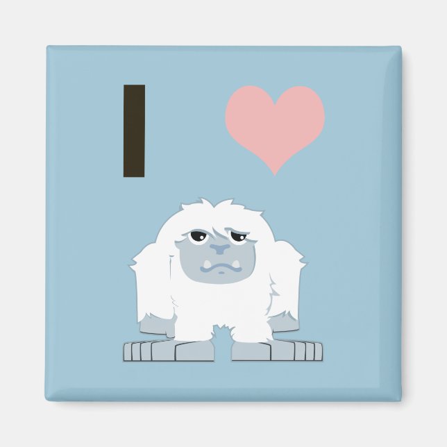 Ich hebe Yeti Niedlich Cartoon Schneemonster Magnet (Vorne)