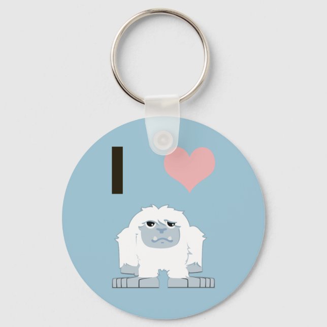 Ich hebe Yeti Niedlich Cartoon Schneemonster Schlüsselanhänger (Vorderseite)