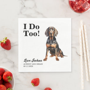 Ich heirate auch Black and Tan Coonhound Hochzeit Serviette