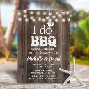 ICH HEIRATE BBQ Paare Dusche Rustikale Scheune Hol Einladung