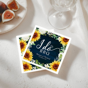 Ich heirate BBQ Rustikale Sonnenblumen Verlobungsf Serviette