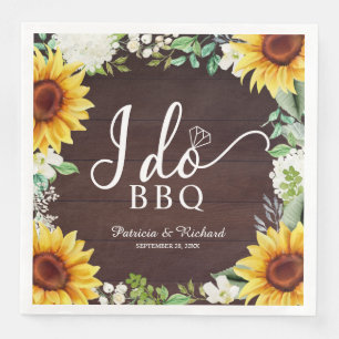 Ich heirate BBQ Rustikale Sonnenblumen Verlobungsf Serviette