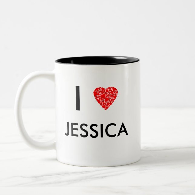 Ich heiße deinen Namen | Geschenk zum Personalisie Zweifarbige Tasse (Links)