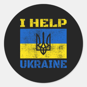 Ich helfe der Ukraine Unterstützung für Ukrainer I Runder Aufkleber