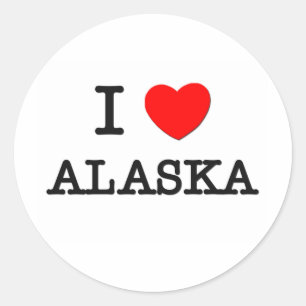 ICH HERZ ALASKA RUNDER AUFKLEBER