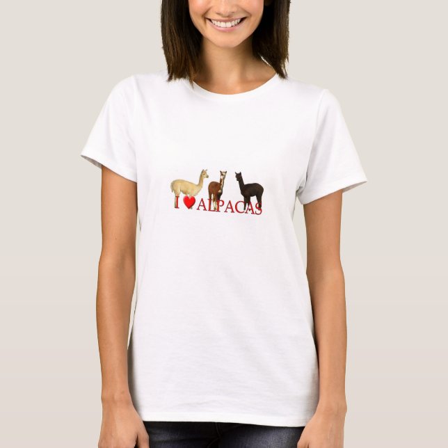 Ich "Herz" Alpacas T-Shirt (Vorderseite)