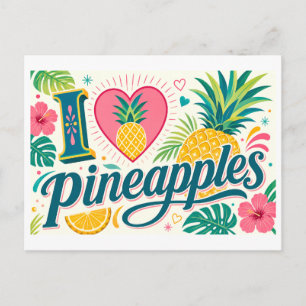 "Ich [Herz] Ananas" Postkarte