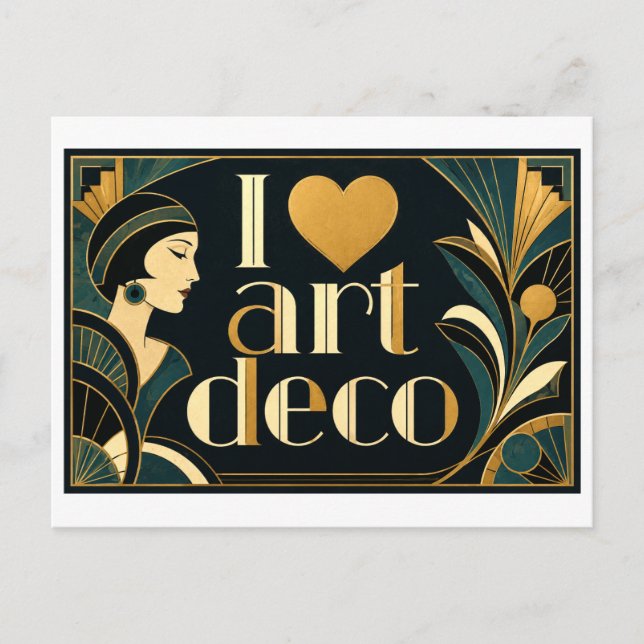 "Ich [Herz] Art Deco" Postkarte (Vorderseite)