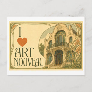 "Ich [Herz] Art Nouveau" Postkarte