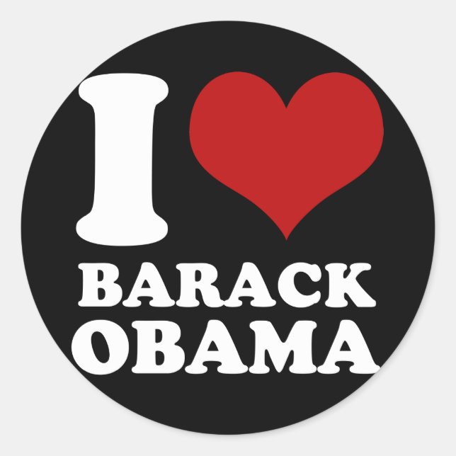 Ich Herz Barack Obama Runder Aufkleber (Vorderseite)