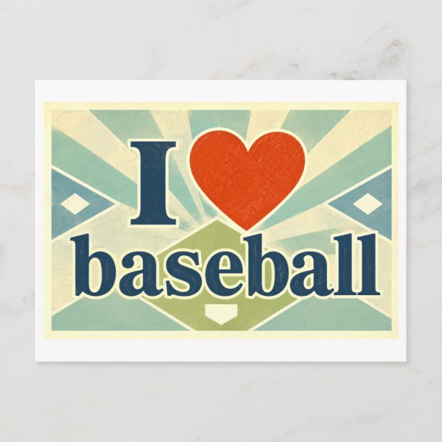 "Ich [Herz] Baseball" Postkarte (Vorderseite)