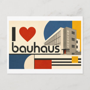 "Ich [Herz] Bauhaus" Postkarte