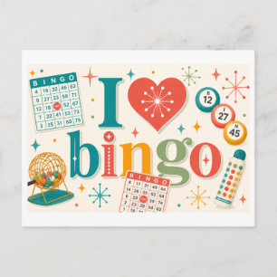 "Ich [Herz] Bingo" Postkarte