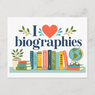 "Ich [Herz] Biografien" Postkarte