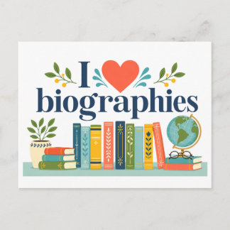 "Ich [Herz] Biografien" Postkarte