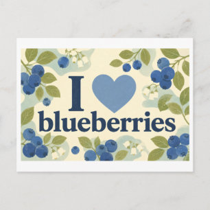 "Ich [Herz] Blaubeeren" Postkarte