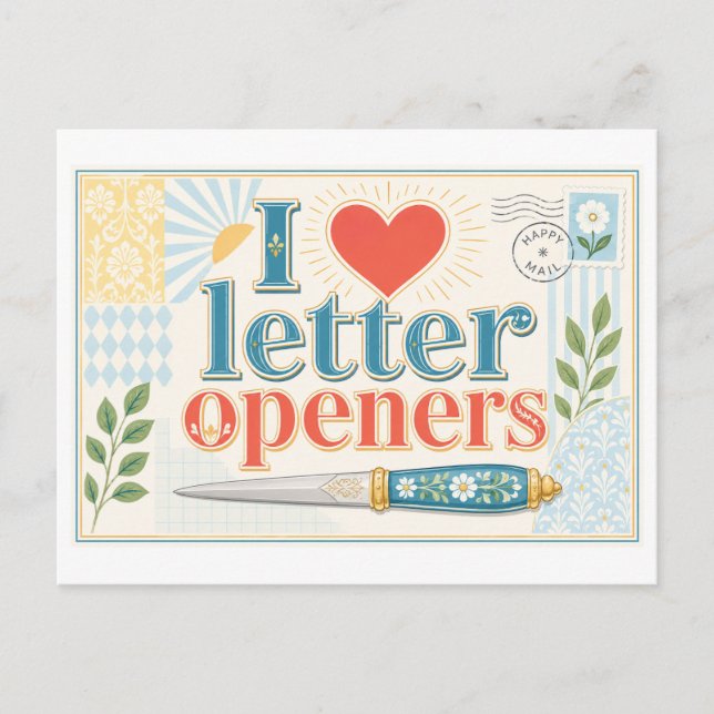 "Ich [Herz] Brieföffner" Postkarte (Vorderseite)