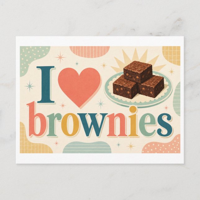 "Ich [Herz] Brownies" Postkarte (Vorderseite)