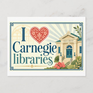 "Ich [Herz] Carnegie Bibliotheken" Postkarte